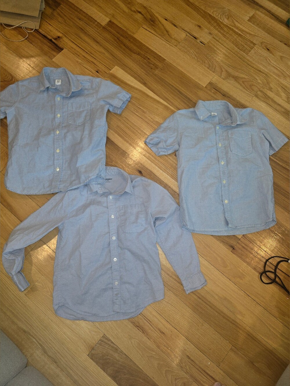 3 Boys button down light blue Oxford shirts, size medium